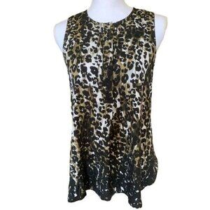 BCBGeneration Womens Top Blouse Size Small Animal Print Sleeveless Green Black